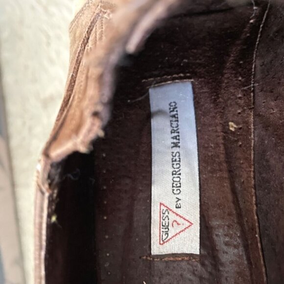 Vintage Guess Nubuck Leather Cowboy Style Heeled Shoes - 6/5-5.5US - Picture 5 of 11